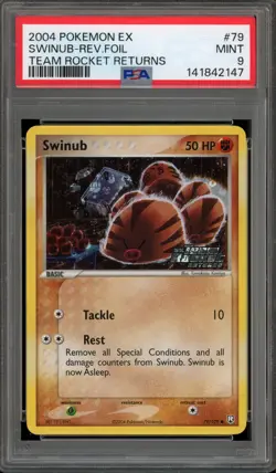 Pokemon Swinub EX Team Rocket Returns Reverse Holo #79 PSA 9 Mint - Image 1