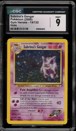 Pokemon Sabrina's Gengar Gym Heroes Unlimited Holo Rare #14 CGC 9 Mint - Image 1