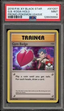 Pokemon Gym Badge Koga Pokemon League Black Star Holo Promo XY207 PSA 9 Mint - Image 1