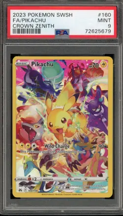 Pokemon Pikachu Crown Zenith Secret Rare Full Art #160 PSA 9 Mint - Image 1