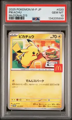 2025 Pokemon Mcdonald's Promo Pikachu Japanese #020 GEM MT PSA 10 - Image 1