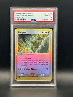 2003 Pokemon EX Dragon- SHELGON #20- Reverse Holo Rare- PSA NM-MT 8- LOW POP 25 - Image 1