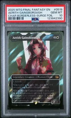 2025 MTG FINAL FANTASY SURGE FOIL #0519 AERITH GAINSBOROUGH PSA 10 - Image 1