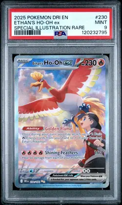 2025 POKEMON DESTINED RIVALS SPECIAL ILLUSTRATION RARE ETHAN'S HO-OH EX PSA 9 - Image 1