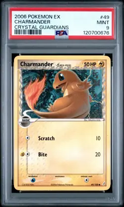 2006 POKEMON EX CRYSTAL GUARDIANS 49 CHARMANDER MINT PSA 9 - Image 1