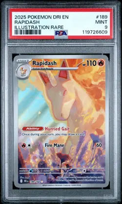 2025 POKEMON DRI EN-DESTINED RIVALS ILLUSTRATION RARE #189 RAPIDASH PSA 9 - Image 1