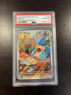 2023 POKEMON PAR EN-PARADOX RIFT ILLUSTRATION RARE #194 MINUN PSA 10 GEM MINT - Image 1