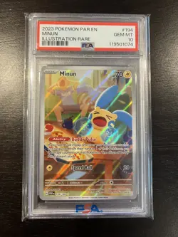 2023 POKEMON PAR EN-PARADOX RIFT ILLUSTRATION RARE #194 MINUN PSA 10 GEM MINT - Image 4