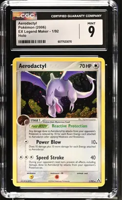 CGC 9 Aerodactyl 1/92 Holo EX Legend Maker Pokemon Card - Image 1