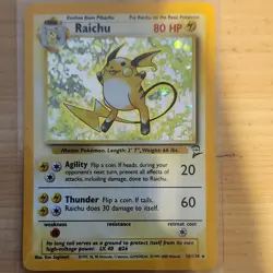 Pokemon Raichu Base Set 2 Holo Rare Stage 1 80 HP Card 16/130 2000 - Image 1
