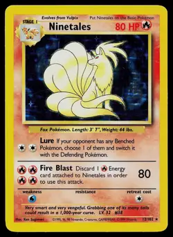 Pokemon Card - Ninetales Base Set Unlimited 12/102 Holo Holo Rare - Image 1
