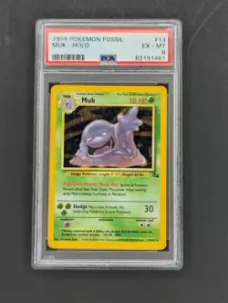 1999 Pokemon Fossil #13 MUK HOLO 13/62 Base Set Series RARE Pokemon Card PSA 6 - Image 1