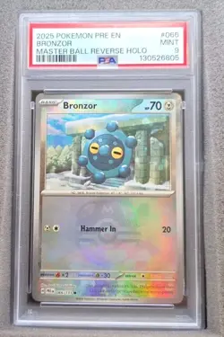POKEMON CARD BRONZOR REVERSE HOLO MASTER BALL PRISMATIC PRE EN #66 GRADED PSA 9 - Image 1