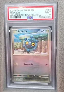 POKEMON CARD BRONZOR REVERSE HOLO MASTER BALL PRISMATIC PRE EN #66 GRADED PSA 9 - Image 2