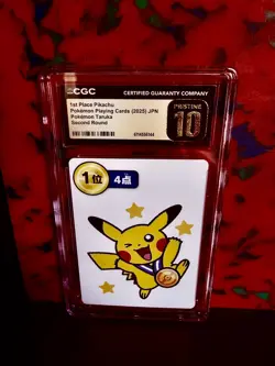 2025 Pokemon Playing Card Japan Taruka *1st Place* PIKACHU Graded Perfect CGC 10 - Image 1