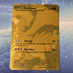 Pokemon Reshiram 114/113 Gold 130 HP Rare Holo Card English - Image 1