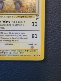 Pokemon Card Magneton 9/130 Base Set 2 Holo Rare Vintage WOTC (HP) - Image 3