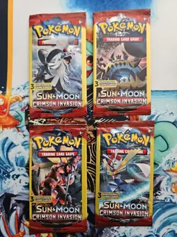 Pokemon Crimson Invasion 3 Card Mini Booster Packs Complete Art Set Lot of 4 - Image 1