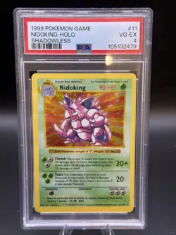 Pokemon Nidoking Holo Rare Shadowless Base Set 1999 Card 11/102 PSA 4 VG-EX - Image 1