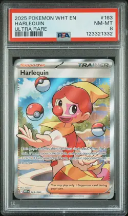 2025 POKEMON WHT EN-WHITE FLARE ULTRA RARE #163 HARLEQUIN PSA 8 - Image 1