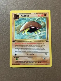 Kabuto Pokemon Card 1st Edition. LP Fossil Set 50/62 Common TCG 1999 WOTC - Image 1