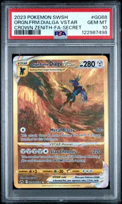 2023 POKEMON SWSH CROWN ZENITH #GG68 FULL ART/ORIGIN FORME DIALGA VSTAR PSA 10 - Image 1