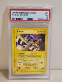 2003 Pokemon SKYRIDGE RAIKOU - REV .FOIL #28 NM (PSA 7) - Image 1