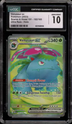 Pokemon Venusaur ex 151 MEW EN Ultra Rare #182 CGC 10 Gem Mint - Image 1