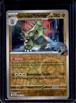 2025 Pokemon Destined Rivals Team Rocket's Tyranitar Reverse Holo #096/182 - Image 1