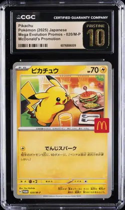 2025 POKEMON JAPANESE MCDONALD'S PROMO #020/M-P PIKACHU CGC 10 PRISTINE - Image 1