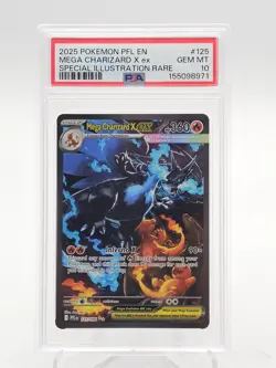 MEGA CHARIZARD X EX 2025 POKEMON PFL SPECIAL ILLUSTRATION RARE #125 PSA 10 Q0878 - Image 1