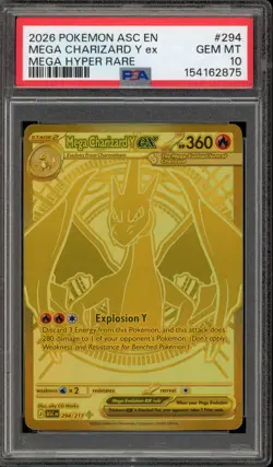 Pokemon Mega Charizard Y ex Ascended Heroes Mega Hyper Rare #294 PSA 10 Gem Mint - Image 1