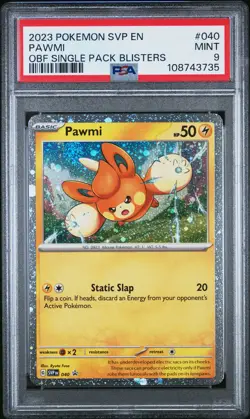 2023 POKEMON SVP EN-SV BLACK STAR PROMO #040 PAWMI PSA 9 - Image 1