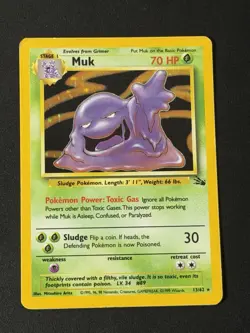 Muk - 13/62 - Fossil Set - Unlimited - Holo Rare - Pokemon - WOTC - Played - Image 1