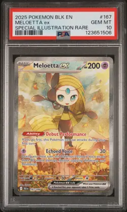 2025 POKEMON BLK EN-BLACK BOLT SPECIAL ILLUSTRATION RARE #167 MELOETTA EX PSA 10 - Image 1