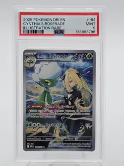 CYNTHIA'S ROSERADE 2025 POKEMON DESTINED RIVALS ILLUSTRATION RARE PSA 9 Q1345 - Image 1