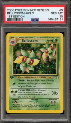 Pokemon Bellossom Neo Genesis 1st Edition Holo Rare #3 PSA 10 Gem Mint - Image 1