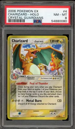 Pokemon Charizard EX Crystal Guardians Holo Rare #4 PSA 8 - Image 1
