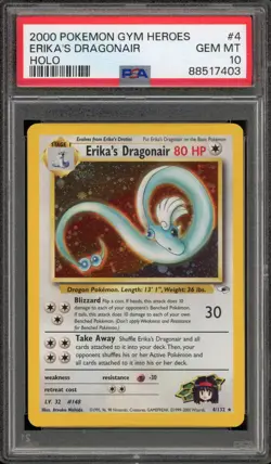 Pokemon Erika's Dragonair Gym Heroes Unlimited Holo Rare #4 PSA 10 Gem Mint - Image 1