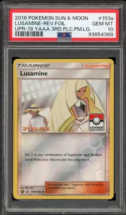Pokemon Lusamine 3rd Place League Challenge Reverse Holo #153a PSA 10 Gem Mint - Image 1
