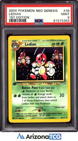 Pokemon 2000 Ledian 39/111 1st Edition Neo Genesis PSA 9 - Image 1