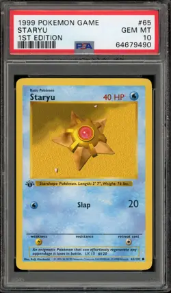 Pokemon Staryu Base Set Shadowless 1st Edition #65 PSA 10 Gem Mint - Image 1