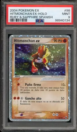 Pokemon Hitmonchan ex EX Ruby & Sapphire SPANISH Holo Ultra Rare #98 PSA 9 Mint - Image 1
