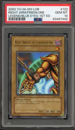 Yu-Gi-Oh! Right Arm of the Forbidden One Legend/Blue Eyes 1st Ed LOB-122 PSA 10 - Image 1
