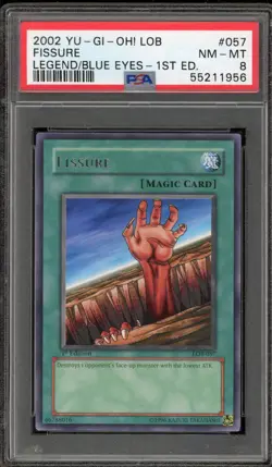 Yu-Gi-Oh! Fissure Legend of Blue Eyes 1st Edition Rare LOB-057 PSA 8 - Image 1