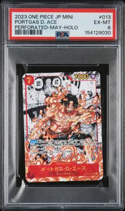 Portgas D. Ace PSA6 2023 One Piece Japanese Saikyo Jump Mini Perforated-May-Holo - Image 1