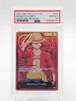 MONKEY D. LUFFY 2022 ONE PIECE ST01 SUPER PRE-RELEASE #ST01-001 PSA 10 Q0878 - Image 1