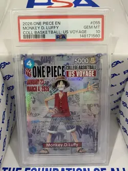 2026 ONE PIECE PROMOS COLLEGE BASKETBALL US VOYAGE MONKEY D. LUFFY PSA 10 - Image 1