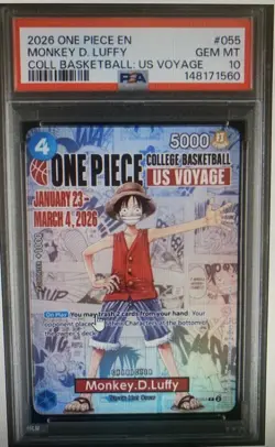 2026 ONE PIECE PROMOS COLLEGE BASKETBALL US VOYAGE MONKEY D. LUFFY PSA 10 - Image 3