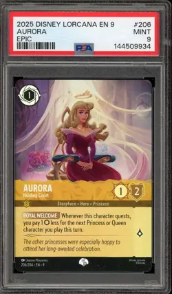 Disney Lorcana Aurora Holding Court Fabled Epic #206 PSA 9 Mint - Image 1